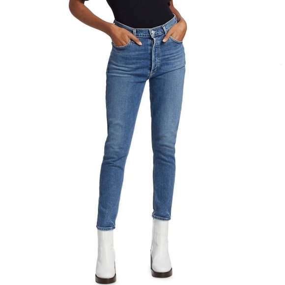 AGOLDE NICO NWT High Rise Slim Fit Straight Ankle Jeans in Betray Button